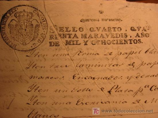 Manuscritos antiguos: MANUSCRITO A&Ntilde;O 1800 CON SELLO CARLOS IV - Foto 1