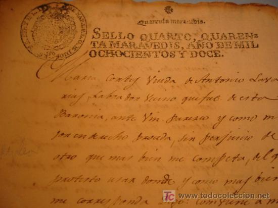 Manuscritos antiguos: MANUSCRITO A&Ntilde;O 1812 CON SELLO DE JOSE NAPOLEON - Foto 3