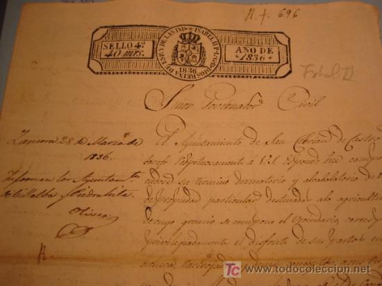 Manuscritos antiguos: MANUSCRITO A&Ntilde;O 1836 CON SELLO ISABEL II - Foto 3