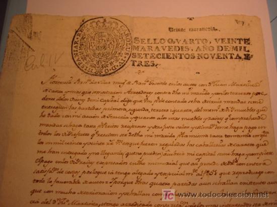 Manuscritos antiguos: MANUSCRITO A&Ntilde;O 1793 CON SELLO DE CARLOS IV - Foto 4