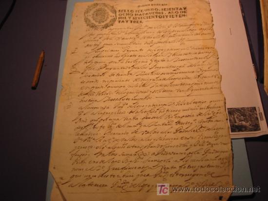 Manuscritos antiguos: MANUSCRITO A&Ntilde;O 1673 SELLO CARLOS II - Foto 2