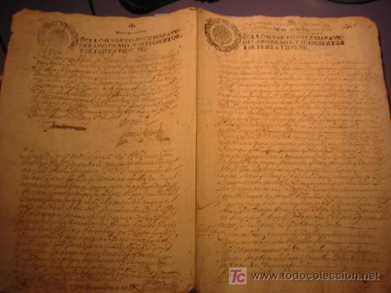 Manuscritos antiguos: MANUSCRITO A&Ntilde;O 1679 SELLO CARLOS II - Foto 2