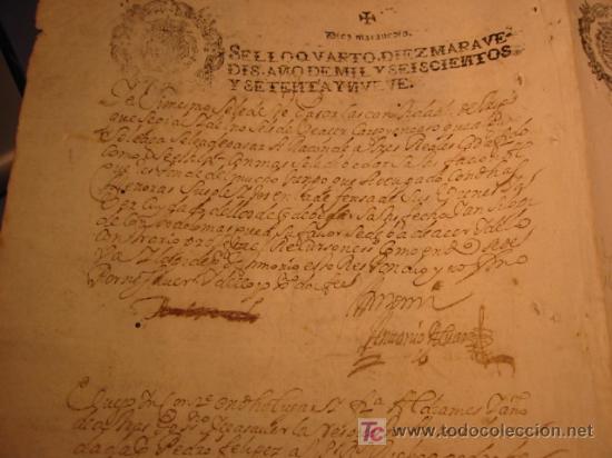 Manuscritos antiguos: MANUSCRITO A&Ntilde;O 1679 SELLO CARLOS II - Foto 3
