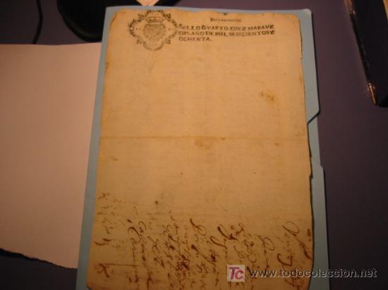 Manuscritos antiguos: MANUSCRITO A&Ntilde;O 1680 SELLO CARLOS II - Foto 1