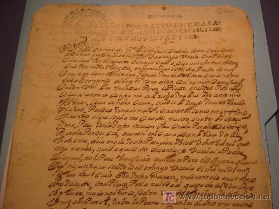 Manuscritos antiguos: MANUSCRITO A&Ntilde;O 1693 SELLO CARLOS II - Foto 1