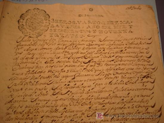 Manuscritos antiguos: MANUSCRITO A&Ntilde;O 1694 SELLO CARLOS II - Foto 1