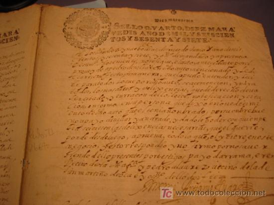Manuscritos antiguos: MANUSCRITO A&Ntilde;O 1667 SELLO CARLOS II - Foto 1