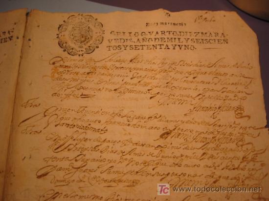 Manuscritos antiguos: MANUSCRITO A&Ntilde;O 1671 SELLO CARLOS II - Foto 1