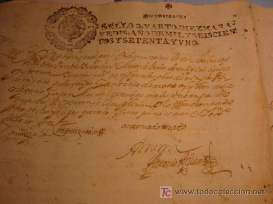 Manuscritos antiguos: MANUSCRITO A&Ntilde;O 1671 SELLO CARLOS II - Foto 3