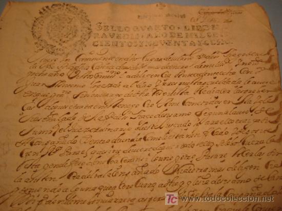Manuscritos antiguos: MANUSCRITO A&Ntilde;O 1698 SELLO CARLOS II - Foto 1