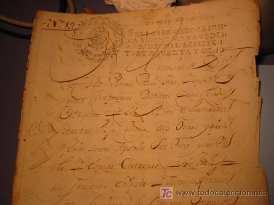 Manuscritos antiguos: MANUSCRITO A&Ntilde;O 1698 SELLO CARLOS II - Foto 1