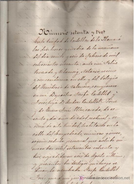 Manuscritos antiguos: 1890 CASTELLON. TESTAMENTO DE JOSEFA CASTELLET Y FORES. DOCUMENTO MANUSCRITO - Foto 1