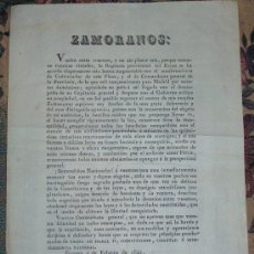 Manuscritos antiguos: GUERRAS CARLISTAS PROCLAMA ZAMORANOS. Lote 26980746