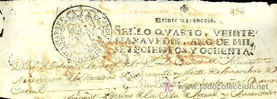 Manuscritos antiguos: SELLO QUARTO, 20 MARAVEDIS, A&Ntilde;O 1780 - Foto 1