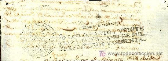 Manuscritos antiguos: SELLO QUARTO, 20 MARAVEDIS, A&Ntilde;O 1780 - Foto 1