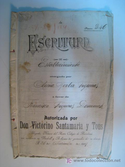 Manuscritos antiguos: VENDRELL. ESCRITURA ESTABLECIMIENTO 1911 - Foto 1