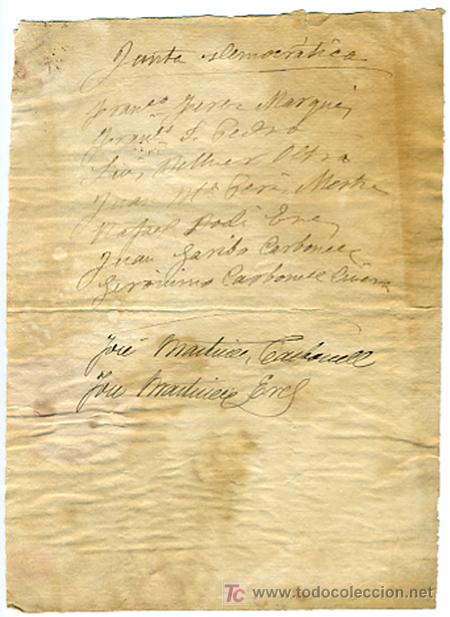 Manuscritos antiguos: DOCUMENTO DE PUZOL O SAGUNTO , VALENCIA, LISTA JUNTA DEMOCRATA. - Foto 1