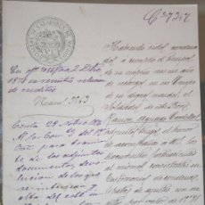 Manuscritos antiguos: 1876, DOCUMENTO MILITAR CON MARCA DEL BATALLÓN DE CAZADORES DE MADRID. CON FIRMAS DE LOS CORONELES.
