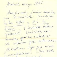 Manuscritos antiguos: (SIGNED) CARTA DEL PREMIO NOBEL VICENTE ALEIXANDRE A LA POETISA ARGENTINA MAGDALENA HARRIAGUE. Lote 15280099