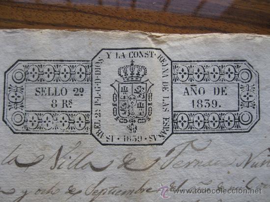 Manuscritos antiguos: DOCUMENTO NOTARIAL CON SELLOS EN SECO DE ISABEL II Y ESCUDO DE ESPA&Ntilde;A - Foto 2