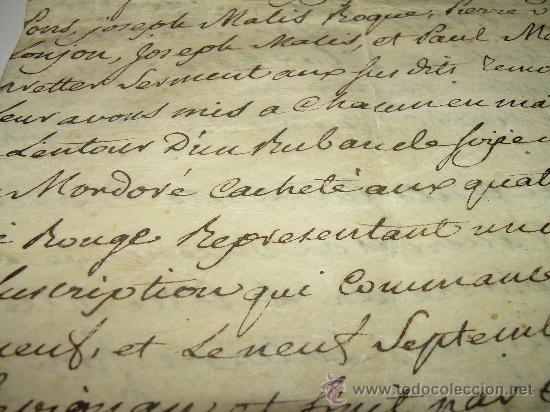 Manuscritos antiguos: TESTAMENTO DE PERGAMINO A&Ntilde;O 1.769....SELLO ROUSSILON  -  PERPIGNAN - Foto 4