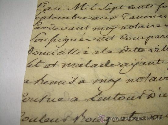 Manuscritos antiguos: TESTAMENTO DE PERGAMINO A&Ntilde;O 1.769....SELLO ROUSSILON  -  PERPIGNAN - Foto 5