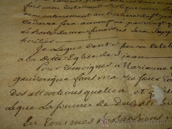 Manuscritos antiguos: TESTAMENTO DE PERGAMINO A&Ntilde;O 1.769....SELLO ROUSSILON  -  PERPIGNAN - Foto 10