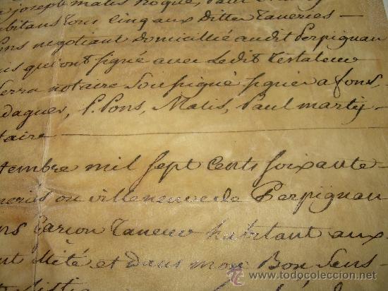 Manuscritos antiguos: TESTAMENTO DE PERGAMINO A&Ntilde;O 1.769....SELLO ROUSSILON  -  PERPIGNAN - Foto 14