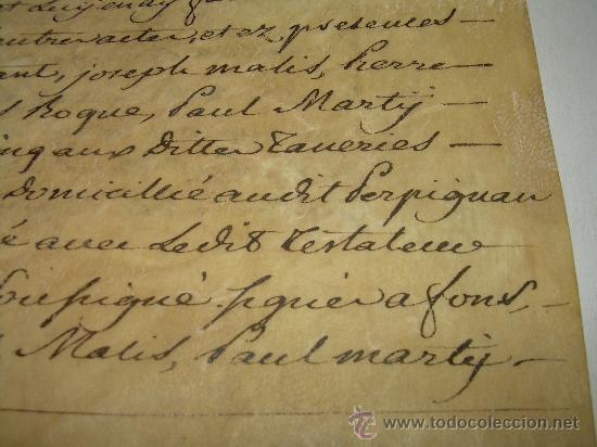 Manuscritos antiguos: TESTAMENTO DE PERGAMINO A&Ntilde;O 1.769....SELLO ROUSSILON  -  PERPIGNAN - Foto 15