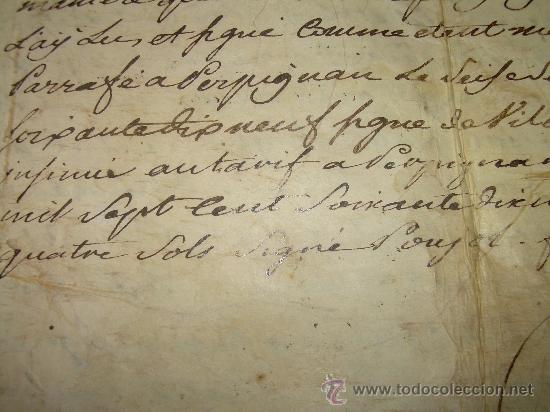 Manuscritos antiguos: TESTAMENTO DE PERGAMINO A&Ntilde;O 1.769....SELLO ROUSSILON  -  PERPIGNAN - Foto 18