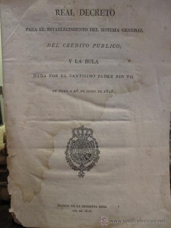 Manuscritos antiguos: DECRETO Y BULA DE 1818. - Foto 1