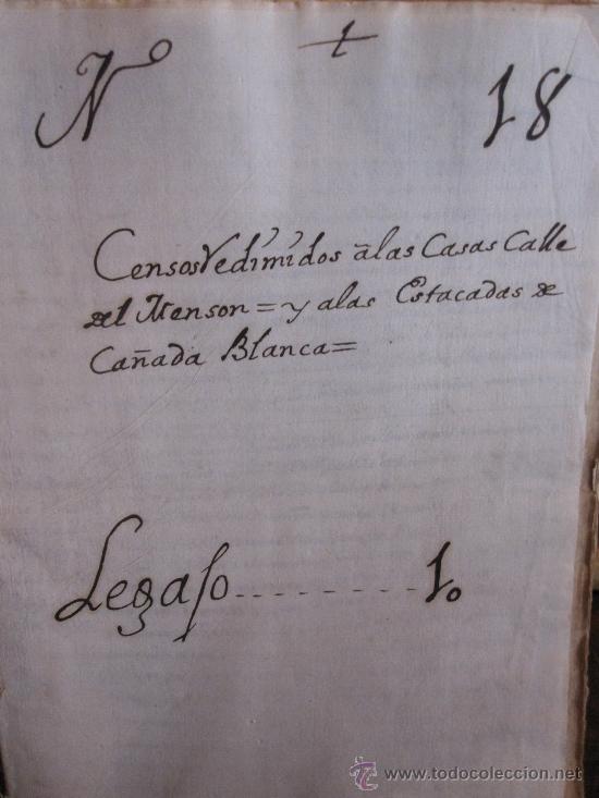 Manuscritos antiguos: ESTACADAS DE LA CA&Ntilde;ADA, CENSOS DE 1767. - Foto 1