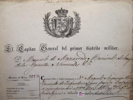 Manuscritos antiguos: PASAPORTE CONCEDIDO POR EL CAPIT&Aacute;N GENERAL DE MAZARREDO, 1844. - Foto 2