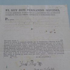 Manuscritos antiguos: 1813 DOCUMENTO ORIGINAL DEL REY FERNANDO VII DE ESPAÑA DIRIGIDO A CUBA HISTORIA