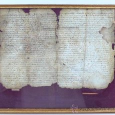 Manuscritos antiguos: FIGUERAS - AÑO 1590'S APROX. DOCUMENTO ANTIGUO EN LATÍN ENMARCADO.. Lote 24800522