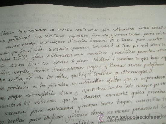 Manuscritos antiguos: LA ABOLICION Y RESTRINCCION DE LA MARCACION DE LOS ARBOLES PARA CONSTRUCCION DE BUQUES Y EDIFICACION - Foto 2