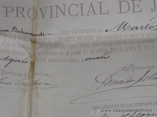 Manuscritos antiguos: DOCUMENTO RARO: RESGUARDO DE SUSTITUCION, COMISION PROVINCIAL DE JAEN, 1874. - Foto 2
