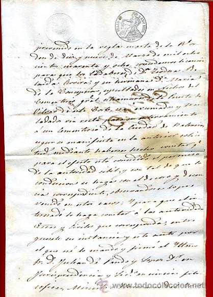 Manuscritos antiguos: DOCUMENTO SOBRE TRASLADO AL CEMENTERIO DE VALENCIA 1854, ORIGINAL, M13 - Foto 3