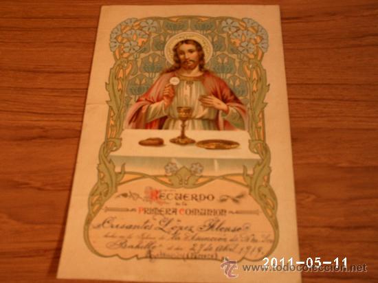 Manuscritos antiguos: ANTIGUO DOCUMENTO RELIGIOSO DE LA PRIMERA COMUNION 1919 BAHILLO(PALENCIA) - Foto 2