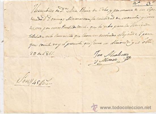 Manuscritos antiguos: Almorad&iacute; (Alicante): recibo de pago de 1861 - Foto 1