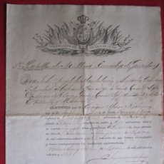 Manuscritos antiguos: VOLUNTARIOS DE LA ISLA DE CUBA. CERTIFICADO DE INGRESO,1886. 1ºBATALLON DE ARTILLERIA