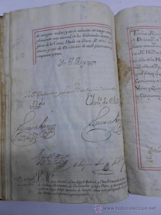 Manuscritos antiguos: REAL EXECUTORIA DE NOBLEZA SOLARIEGA DEL APELLIDO CALVO, Manuscrito pergamino 1502-1751 firma real - Foto 12 - 30387314