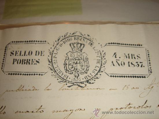 Manuscritos antiguos: Documento con sello de pobres - Valencia - A&ntilde;o 1837 - Foto 1