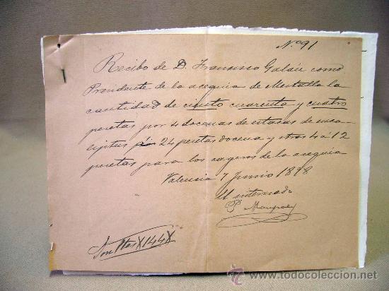 Manuscritos antiguos: DOCUMENTO, MANUSCRITO, 1898, RECIBO, VALENCIA - Foto 1