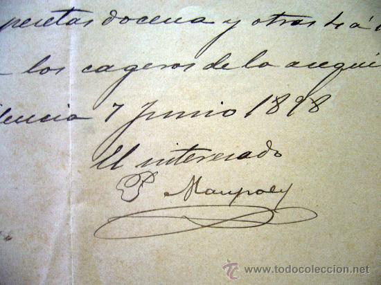 Manuscritos antiguos: DOCUMENTO, MANUSCRITO, 1898, RECIBO, VALENCIA - Foto 3