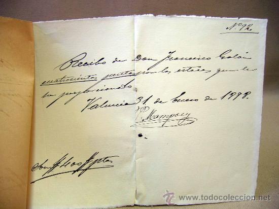 Manuscritos antiguos: DOCUMENTO, MANUSCRITO, 1898, RECIBO, VALENCIA - Foto 4