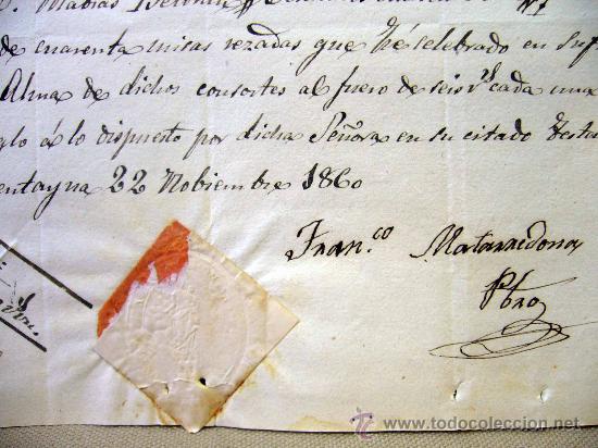 Manuscritos antiguos: DOCUMENTO, MANUSCRITO, RECIBO, 1860, VALENCIA, CON CU&Ntilde;O, RELIEVE - Foto 2
