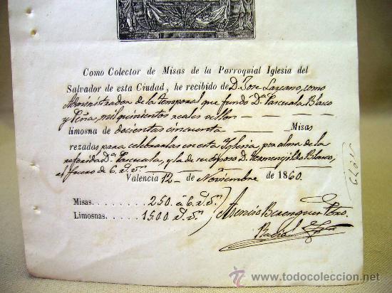 Manuscritos antiguos: DOCUMENTO, MANUSCRITO, RECIBO, IGLESIA, 1860, VALENCIA - Foto 3