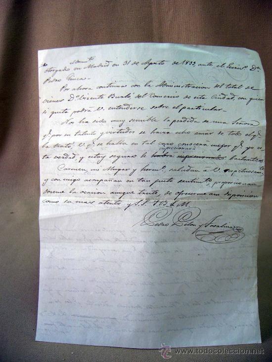 Manuscritos antiguos: DOCUMENTO, CARTA DE FALLECIMIENTO, DEFUNCION, 1836 - Foto 2