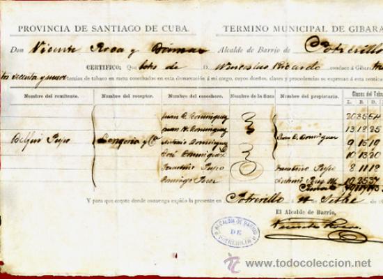 Manuscritos antiguos: DOCUMENTO PERMISO CONDUCCION DE TABACO , CUBA 1888 , ORIGINAL, A18 - Foto 1